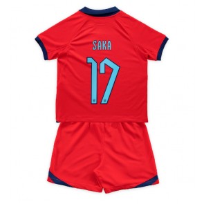 Anglie Bukayo Saka #17 Dětské Venkovní dres komplet MS 2022 Krátký Rukáv (+ trenýrky)
